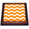 3dRose Bold Orange & White Zig Zag Chevron Pattern Bright Zigzags Trivet with Ceramic Tile, 8 by 8", Brown