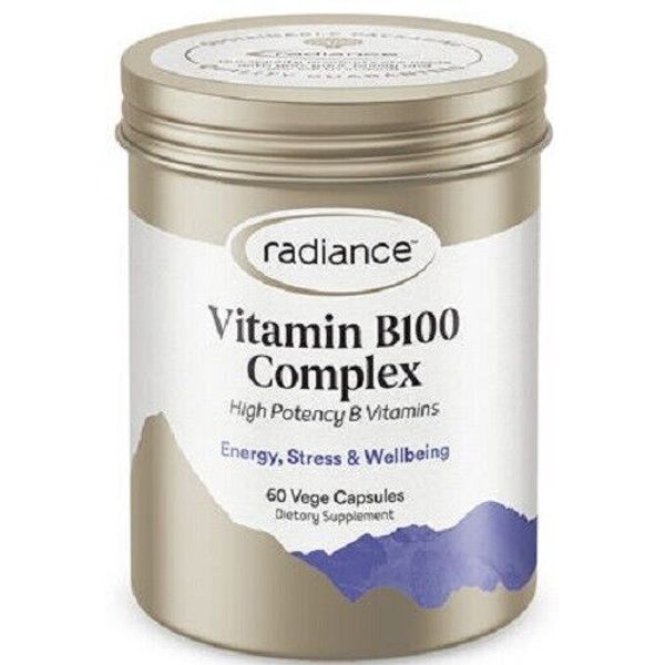 Radiance Vitamin B100 Complex Capsules 60 - High Potency B Vitamins - made in NZ