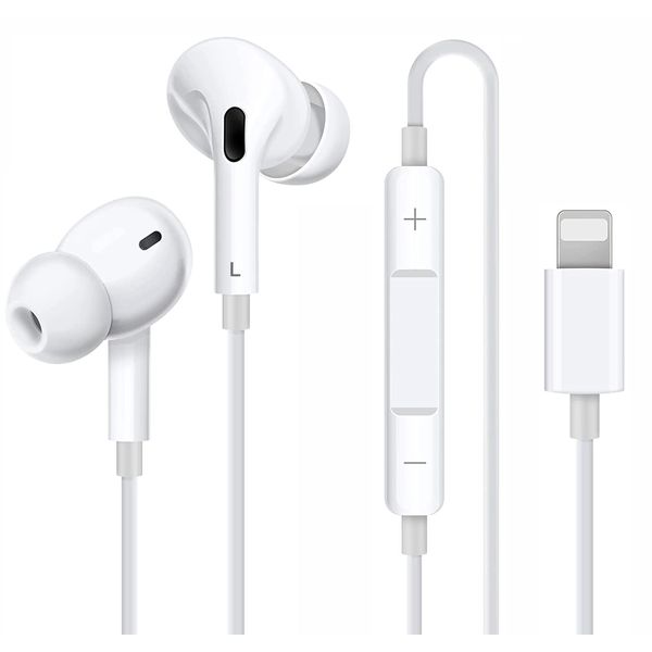 iPhone Earphones, Wired Earphones, Deep Bass, Stereo Earphones, Remote Control, Volume Control, Supports Calls, Sound Leak-Proof, In-Ear Headphones, Compatible with iPhone 14/14Pro/14Plus/14Pro