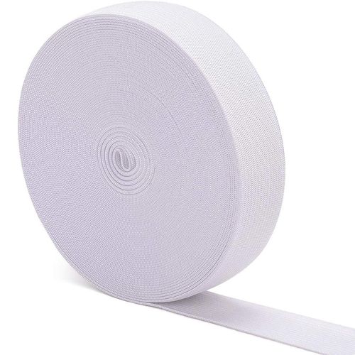 KALOLINNA Flat Elastic Band Waist Elastic Band Size Adjustment Woven Rubber Elastic Cord Sewing Craft Material Pants Rubber Sewing Tool (11.8 x 32.8 ft (30 mm x 10 m, White)