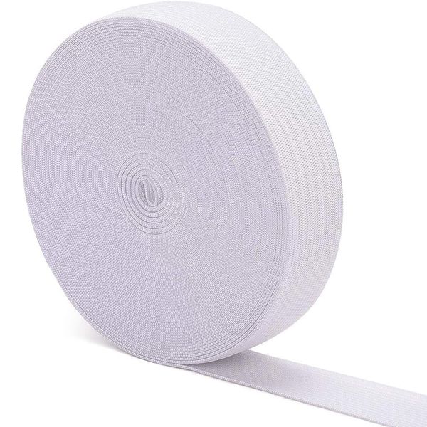 KALOLINNA Flat Elastic Band Waist Elastic Band Size Adjustment Woven Rubber Elastic Cord Sewing Craft Material Pants Rubber Sewing Tool (11.8 x 32.8 ft (30 mm x 10 m, White)