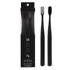 Moon Toothbrushes, Soft Bristle, White and Black Sleek Toothbrushes, 2 Pack