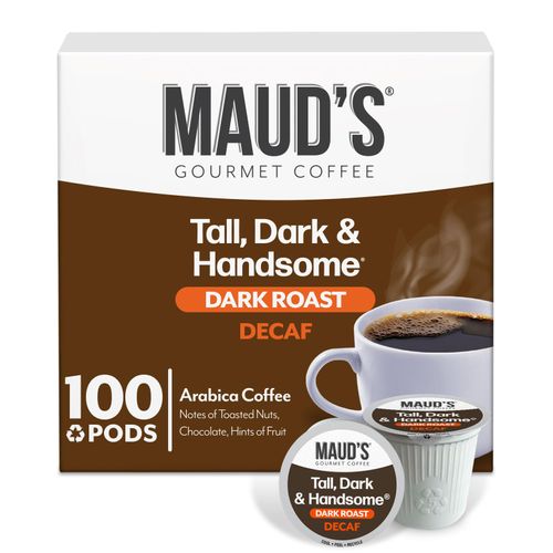 Maud's Decaf Dark Roast Coffee Pods, 100 ct, Decaffeinated Single Serve Pods – 100% Arabica, Compatible with Keurig K Cups Maker