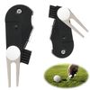 Golf Fork Multifunctional Golf Divot Tool with Pocket Clip Foldable Golf Fork Brush Stroke Counter Portable Fork Golf Accessories