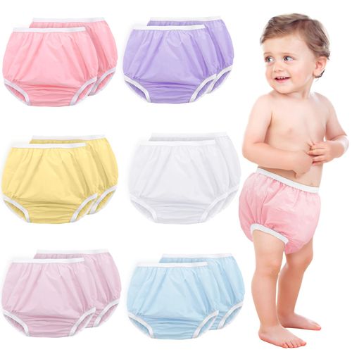 Funtery 12 Packs Waterproof Plastic Pants for Toddlers Reusable Diaper Covers Unisex Baby Potty Training Underwear Covers (Colorful,3t)