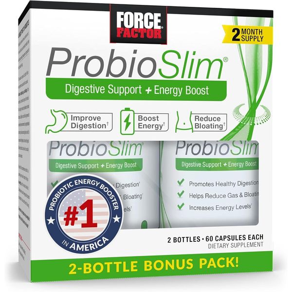 Force Factor ProbioSlim Probiotic Supplement, 120 Capsules (Twin Pack)
