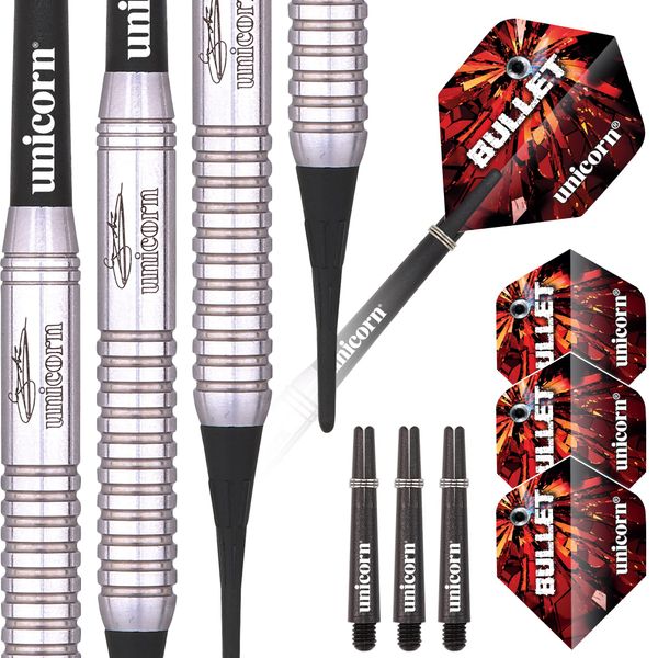 Unicorn Soft Tip Darts Set | Gary 'The Flying Scotsman' Anderson Bullet | Natural Stainless Steel Barrels | 17 g