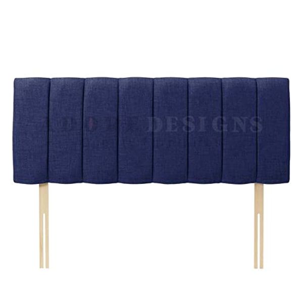Serenity Headboards Divan Bed Headboard Portland Turin 20'' Height Padded Lined Headboard (3ft Single, Blue)
