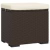 YAFF Ottoman with Cushion Brown 15.7"x11.8"x15.7" Poly Rattan