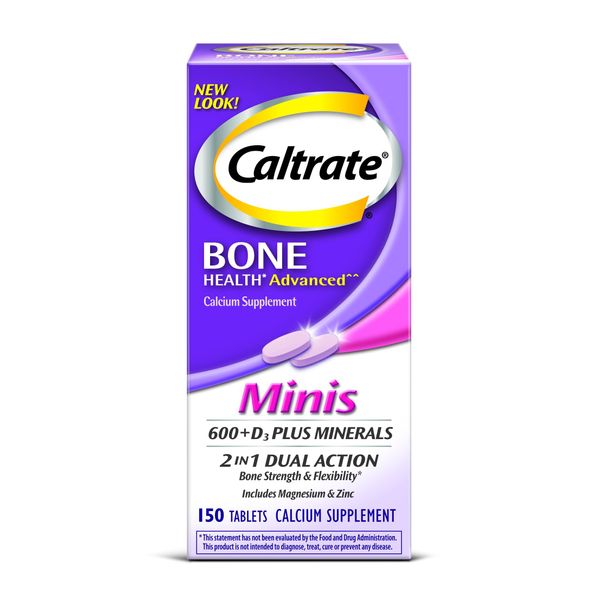 Caltrate Minis 600 Plus D3 Plus Minerals Calcium and Vitamin D Supplement Tablets, Bone Health and Mineral Supplement for Adults - 150 Count