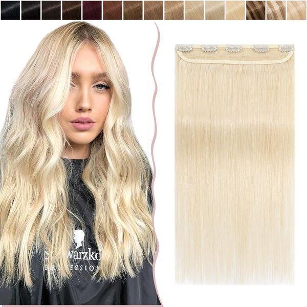 12 inches SEGO One Piece Clip in Hair Extension Real Human Hair [#60 Platinum Blonde] Remy Hairpieces for Women 3/4 Full Head Straight Invisible Natural (40g)