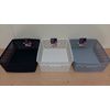 Foglish Large Plastic Pattern Storage Basket Set 3 Assorted Colours Grey Black White