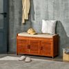 Shoe Bench with Storage Cabinets, Entryway Bench w/ Cushion Hidden Compartment