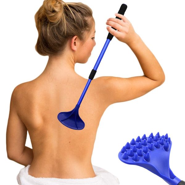 Back Scratcher, Grandson Hand, Elastic, Compact, Up to 20.9 inches (53 cm), Back, Anti-itch, Massage to Reach Itchy Places (Blue)