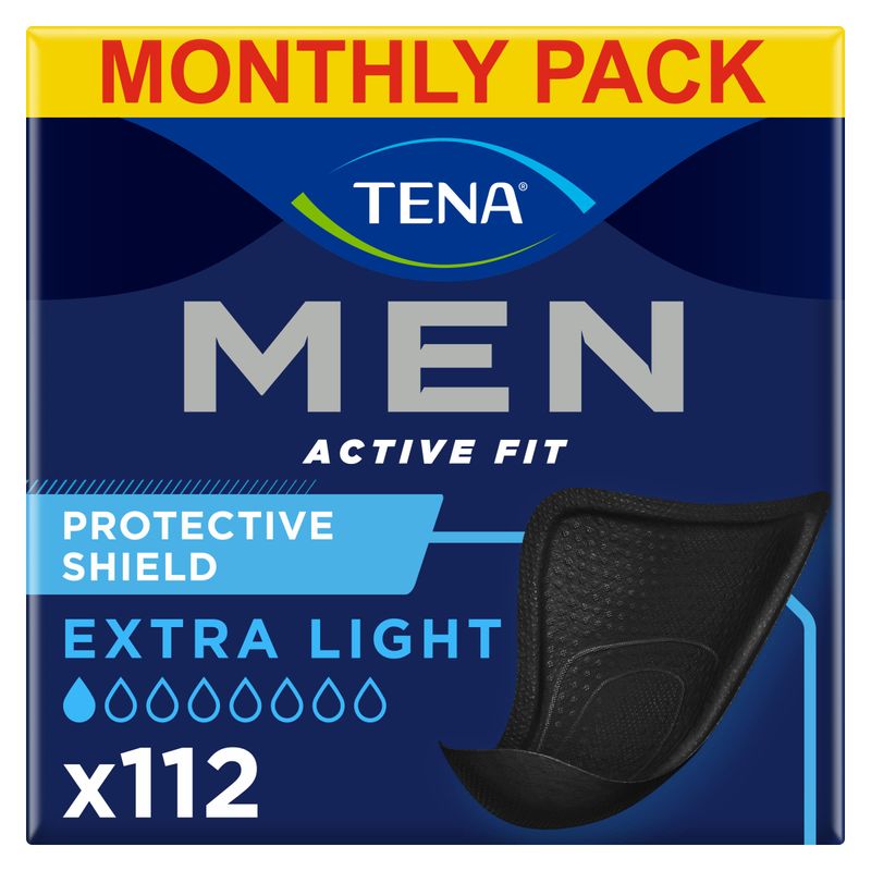 TENA Men Protective Shield, 112 Extra Thin Incontinence Liners, 14 x 8 packs