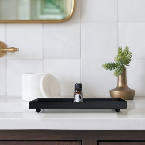 Aglary Rectangle Black Matte Metal Tray, Suit for Candle Holder, Vanity Decor Projects, Bathroom Toilet Tank Tray, Perfume or Jewelry Storage, and Coffee Table Centerpiece