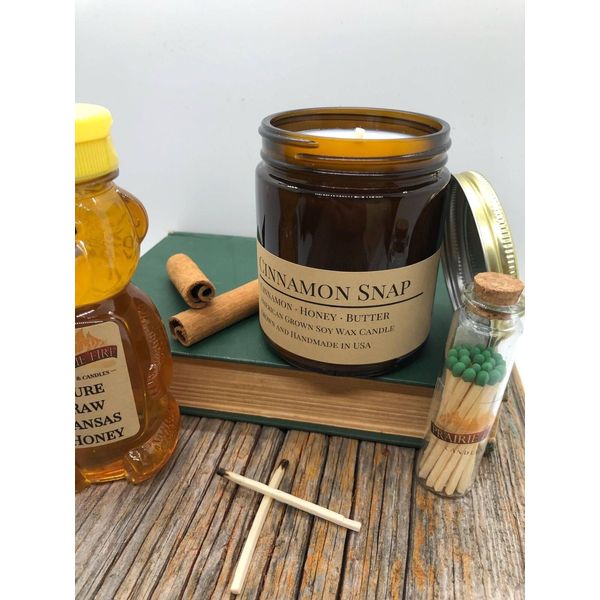 Cinnamon Snap Soy Wax Candle | 9 oz Amber Apothecary