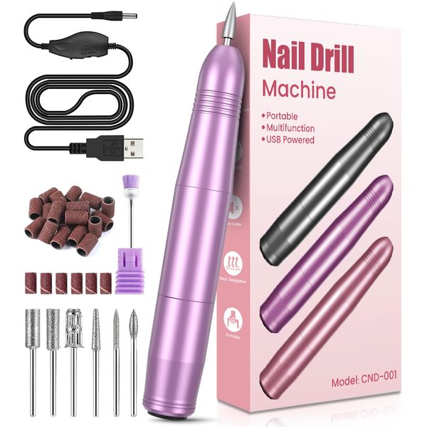 Electric Nail Files, Professional Nail Drill for Acrylic Nails Gel, Electric Nail Drill 20000 RPM, Adjustable Speed E File for Nails, Electric Manicure Pedicure Kit Gifts for Beginner Girl Women Mum