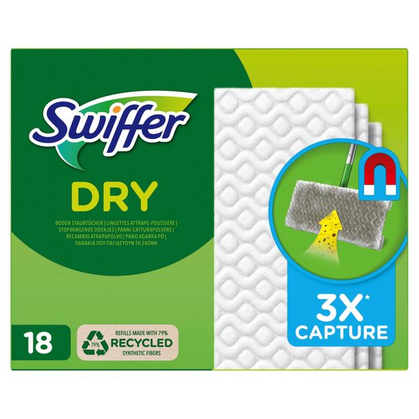 Swiffer Bodenwischer Boden Staubtücher Nachfüllpack 18 Tücher, Nimmt 3x Mehr Staub & Haare Auf Und Schließt Diese Ein Im Vgl. Zu Einem Herkömmlicher Besen