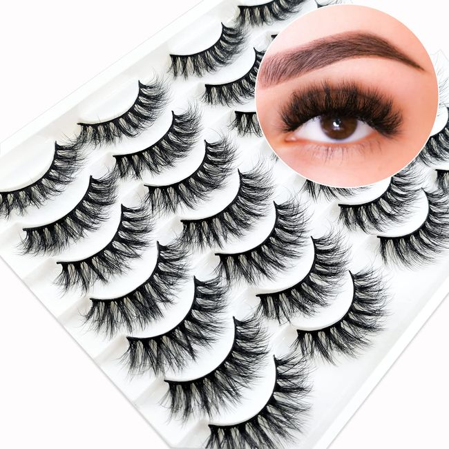 14 Paare 3D Falsche Wimpern, Flauschiges Volumen Dramatische Wimpern, Künstliche Wimpern Natürlich Look, Wiederverwendbar Handgemacht Faux Mink Make-up-Wimpern(02-XK03)