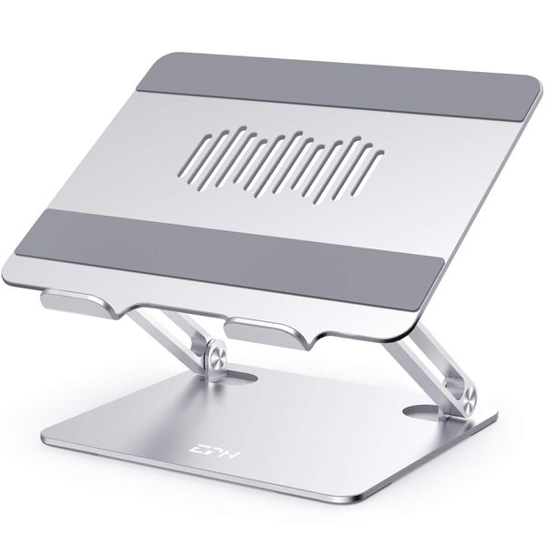 EPN Foldable Laptop Stand, Stepless Adjustment, Heat Dissipation, Anti-Slip, Compatible with 16 Inch or Below, Silver