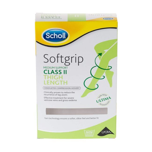 Scholl Softgrip Class II Women's Compression Stockings - Medium, Natural, Thigh Length - Light Support for Improved Circulation, Varicose Veins, Swelling Relief