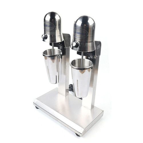 Gdrasuya10 110V Dual Head Milk Shaker, 560W Commercial Stainless Steel Double Head Drink Mixer Machine Smoothie Malt Blender Soft Cream Mixer Blender With Measuring Cups, 2 Adjustable Speed