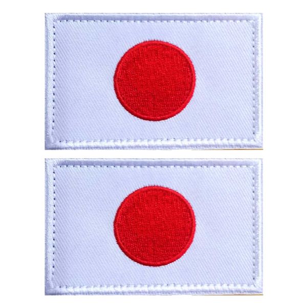 EmWoot 2PCS Japan Flag Patch Embroidered Morale Patch Military Tactical Patches Hook and Loop