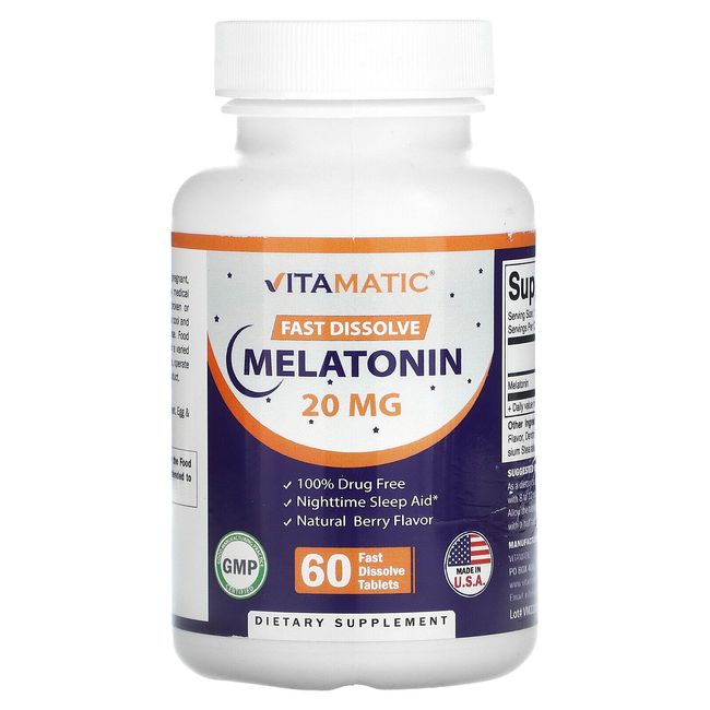 Fast Dissolve Melatonin, 20 mg, 60 Fast Dissolve Tablets