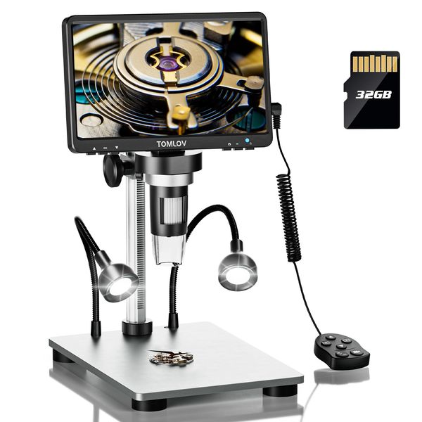 TOMLOV 7" Digital Microscope 1200X Coin microscope 12MP Ultra-Precise Focusing