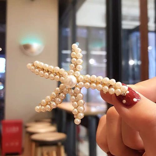 Starfish Hair Clip Bridal Flower Girl Accessories for Wedding Rhinestone Hair Pin 2Pcs (Starfish)
