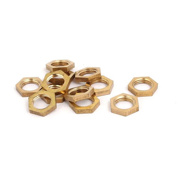 uxcell Hex Nut Pipe Pipe Fitting Lock Nut Brass 1/8 BSP Female Thread, 12 Pieces