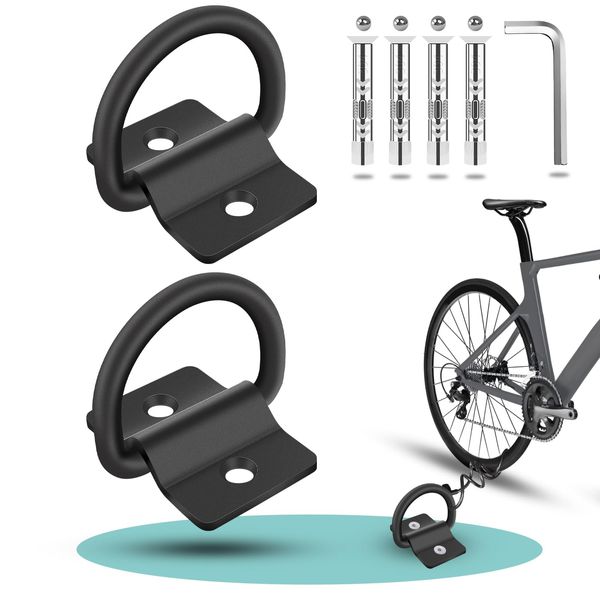2 Stück Wandanker Fahrrad, Bodenanker Fahrrad mit 304 Edelstahl-Schrauben, Kippring Ø12mm, Diebstahlsicherung aus Stahl, Wandanker für Fahrradschloss, Motorrad-Bodenanker