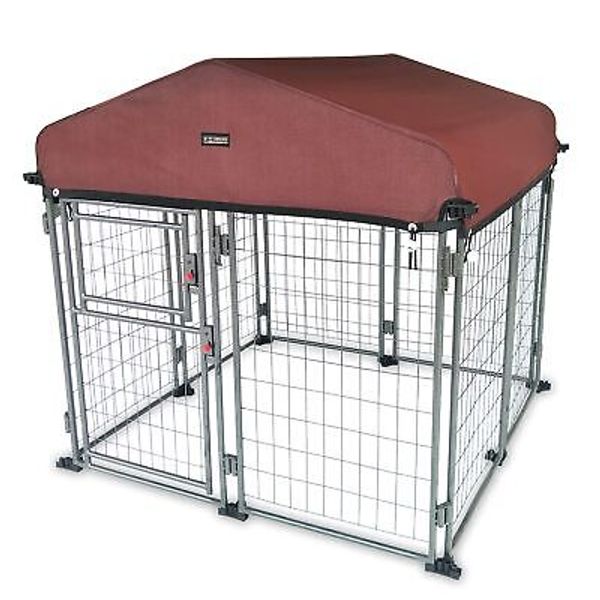 My Pet Companion Outdoor Dog Kennel with Roof Cover (4.5’) Dog Cage Dog House...