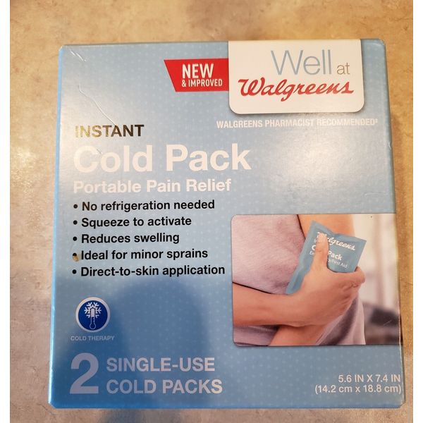 Walgreens Instant Cold Packs - Portable Pain Relief - Single Use 2PK Open Box