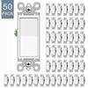 Decorator Paddle Rocker Light Switch Single Pole 15A 120V In Wall Bedroom 50Pack