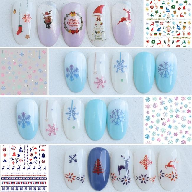 COLORBIRD Nail Sticker Christmas Santa Snowflake Snow Snowflake Cute (1210 1212 1213 1214)