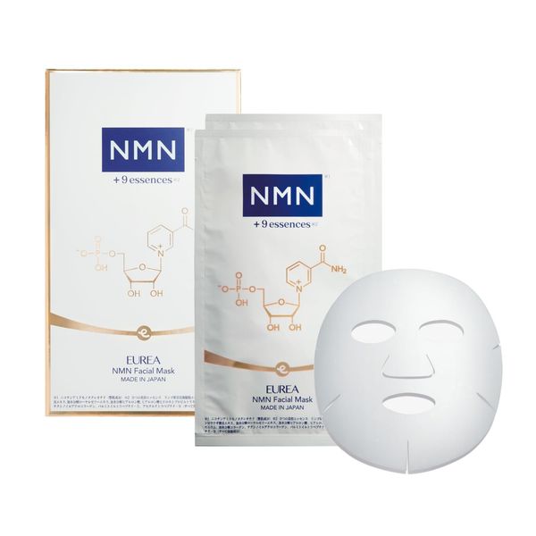 Eurea NMN Facial Mask (Set of 2 / NMN10 mg High Compound) Face Pack, Face Mask, Sheet Mask (Moisturizing/Aging Care), Additive-Free Made in Japan