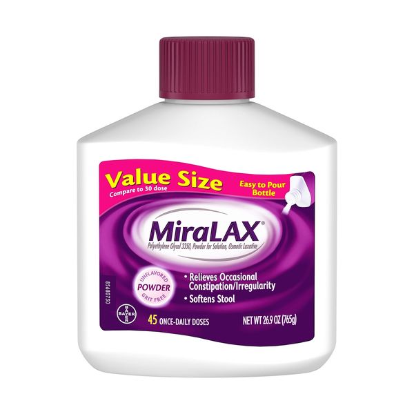 MiraLAX Laxative Powder for Gentle Constipation Relief, #1 Dr. Recommended Br...
