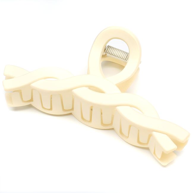 QinGoo Hair Clip, Hair Clip, Hair Accessory, Resin, 4.5 inches (11.5 cm), Cute, Stylish, Korea (Cream)