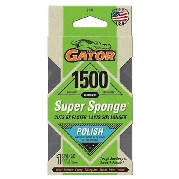 Super Sponge 1500-Grit Sanding Sponge 3x5x1 in. Mirror Fine Finish, Reusable