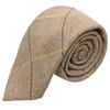 King & Priory Luxury Light Oak Herringbone Check Tie, Tweed Brown