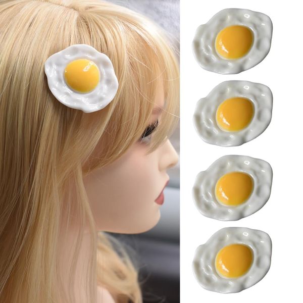 4 Pcs Cute Poached Egg Hair Clips Egg Yolk Barrettes Non-Slip Hairpins for Women and Girls Small Hair Accessories