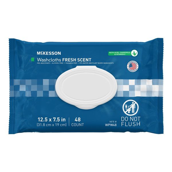 McKesson Personal Cleansing Wipe 7.5 x 12.5" WPW48 12 Pack 576 Wipes