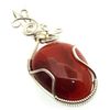 Carnelian Gemstone Sterling Silver Wire Wrapped Pendant