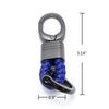 Blue Leather Braided Strap Keychain Key Holder Alloy Key Chain Ring Accessories