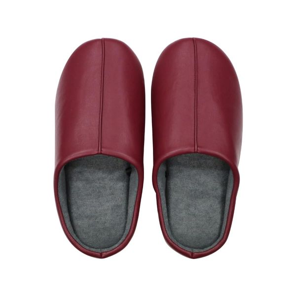 FASPROJECT 00700 00710 Leather Style Charles Slippers, Unisex, Lightweight, Room Shoes, For Guests, red (wine)