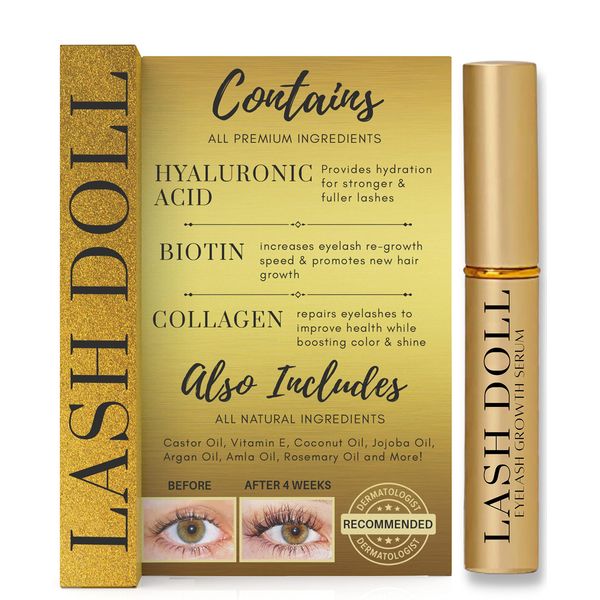 Eyelash Growth Serum Lash Serum For Eyelash Growth Made With Natural Ingredients & Hyaluronic Acid, Biotin, Collagen | Lash Growth Serum & Eyebrow Growth Serum by PeachyandMore