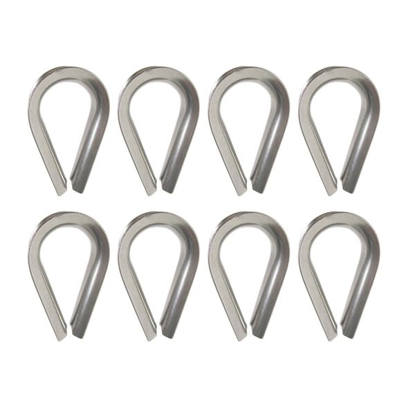 3/16" Stainless Steel Wire Rope Thimble for Cable Rail Eye Rigging - 8 Pack