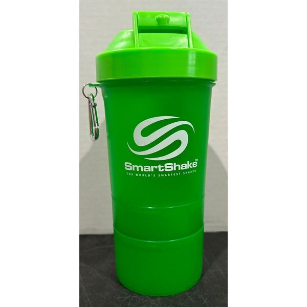 SmartShake 20oz Bottle Protein Shaker Cup green 3 in 1 Design